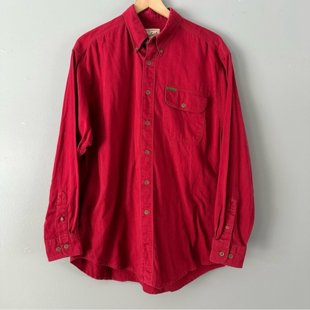 Woolrich Original Outdoor Wear Vintage 100% Cotton Long Sleeve Button Down | Red